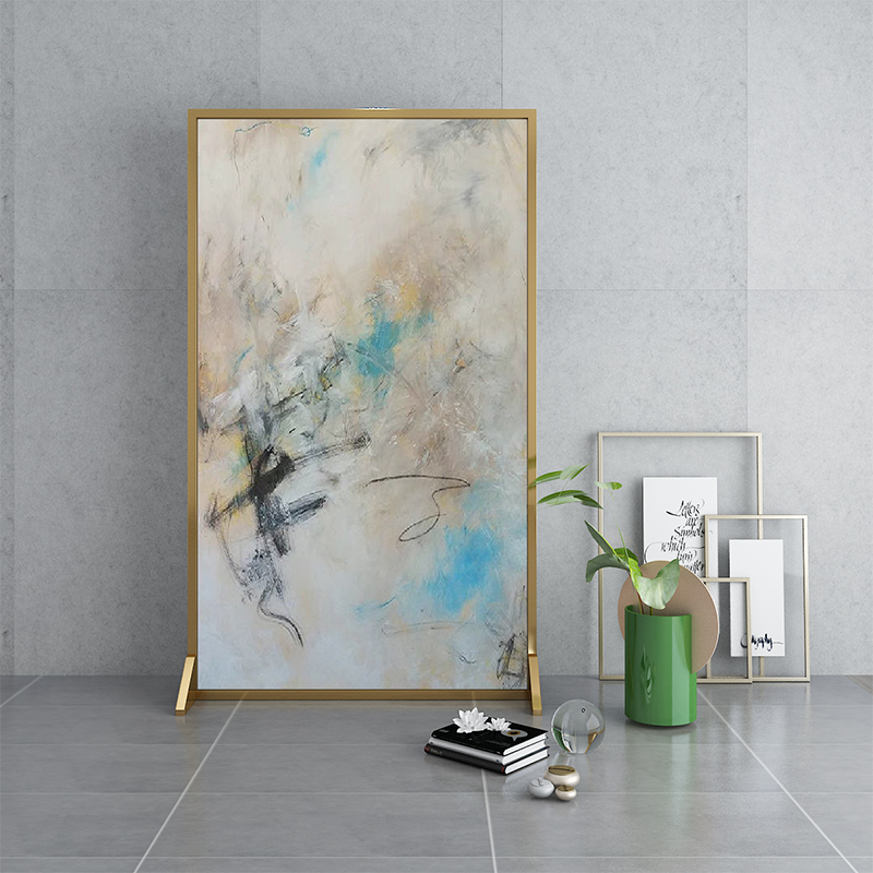 极速北欧抽象定制移动入户玄关遮挡屏风隔断客厅卧U室铝合金属布