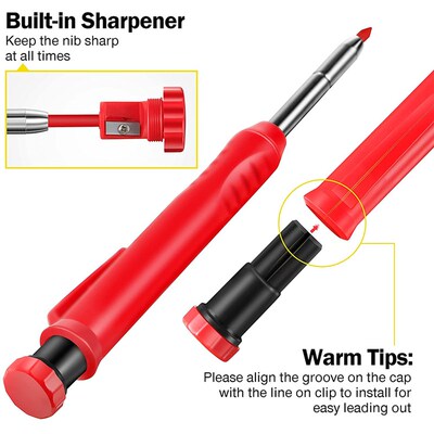 新品Solid Carpenter Pqencil Set with Refill Leads Built-in S