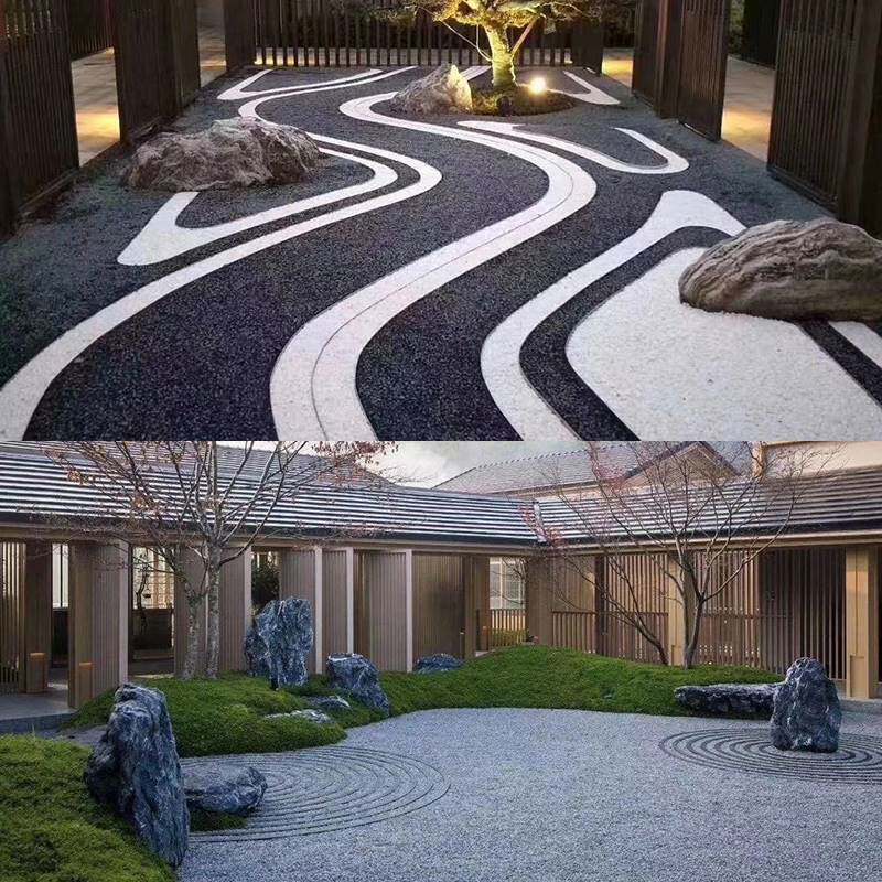 极速枯山水石子j花园造景砾石黑色深灰色白石子日式庭院碎石瓜子