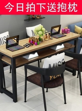 极速美甲店桌子美甲台套装黑色工作台组合三人修甲双人.复古全套