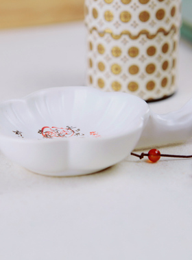 极速中国风小墨碟 笔舔多功能陶B瓷学生用小号白色创意景德镇初学