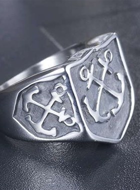 极速Personality punk rettro titanium steel ring mens tend b