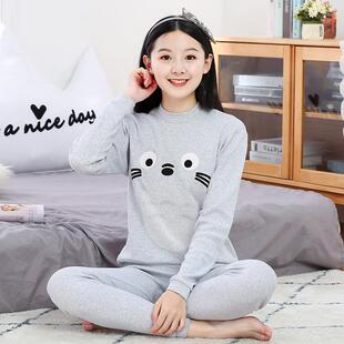 极速日本SF秋衣学秋女纯t棉装衬衫衬套裤冬季高裤中生内穿薄款发