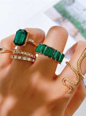 极速Deviles eye ring set 6-Piece snake Ring Set蛇形水钻戒指