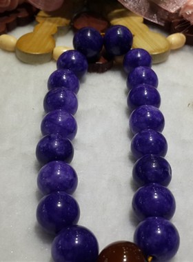 极速天然巴西紫罗兰玉髓 圆珠 18颗粒 路路通N穗子 手錬 手串 佛