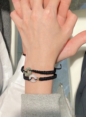 极速平安扣情侣手k錬古风国风民族风玉髓手绳手工编织闺蜜手串小