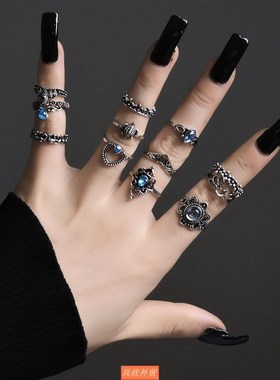 极速13pcs set New jewelryu retro ring diamond hollow out lad