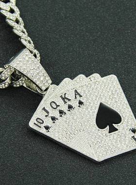 极速Diamond Playing Card Pendant Necklace AccessorieXs Penda