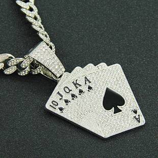 极速Diamond Playing Card Pendant Necklace AccessorieXs Penda