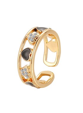 极速Hollow open ring 小众女微镶K爱心设计感轻奢镂空开口戒指可