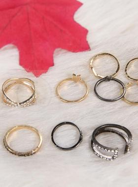 极速。Ring combination stet hollow diamond simple ring ring