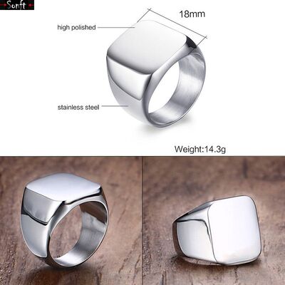 极速Vnox Retro Initials Signet Ring for Men 18Rmm Bulky Heav