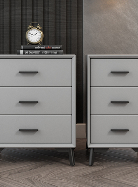 极速意式极简床头柜大尺寸灰色卧室简约现代轻奢全R实木大号60cm