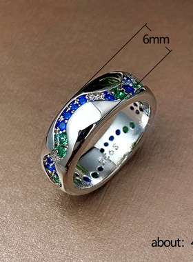 极速Cao Shi jewelry inlaid blue-green ziKrcon couple ring si