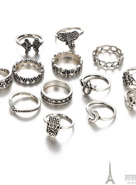 极速13pcs sets fashion gold ringJs women戒指