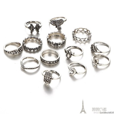 极速13pcs sets fashion gold ringJs women戒指