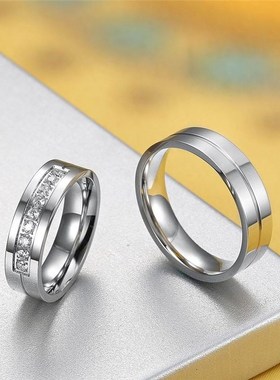 极速狂飙高啓强同款戒指镀金色男个性E钛钢开槽6mm霸气情侣对戒百