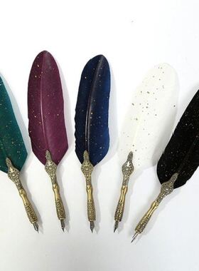 极速Sprinkle Gokld Luxury Vintage Feather Quill Dip Calligra