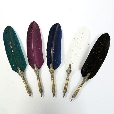 极速Sprinkle Gokld Luxury Vintage Feather Quill Dip Calligra