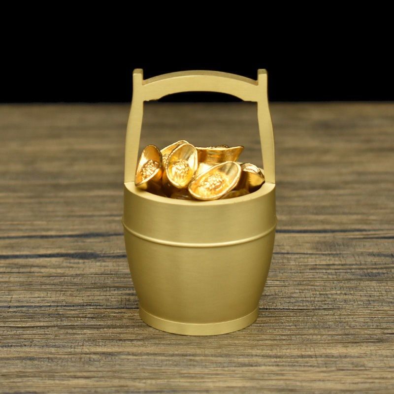 极速一桶金摆件纯黄铜小水桶铜缸存钱罐创意笔筒小号X聚宝盆桌面,家居饰品,装饰摆件,淘宝优惠券,粉丝福利购,淘宝优惠卷