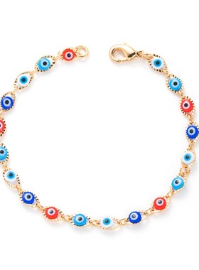 极速欧美时尚全新设计铜镀金滴油恶魔之眼睛手錬个V性潮流精美配