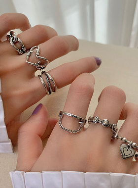 极速Chain ring seven piece ring set women欧美链条戒Z指女套装