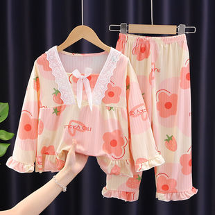 极速儿童睡衣卡通女童睡衣初中生长袖长裤甜美P宝宝中大童空调套