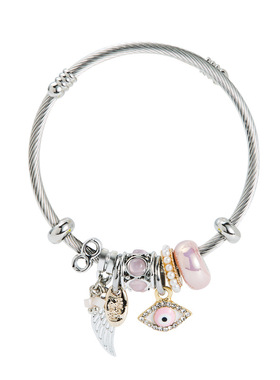 极速跨境欧美时尚网红恶魔之眼吊坠手镯合金滴油镶V珍珠手錬配饰