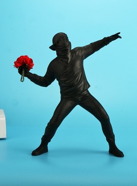 极速Cool Resin Banksy Sculptures Flower Thrower StaWtue Bomb