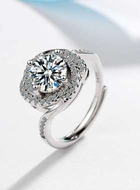 极速Zirconium flash diamond ring live mouth nicheU design fa