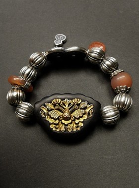 极速合集 多宝手串老玛u瑙小叶紫檀手工足银设计饰品手链礼物