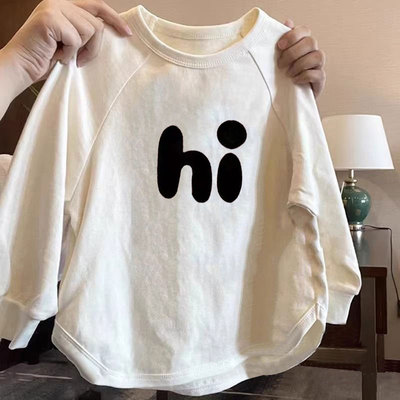 女童长袖t恤秋款不规则宽松上衣