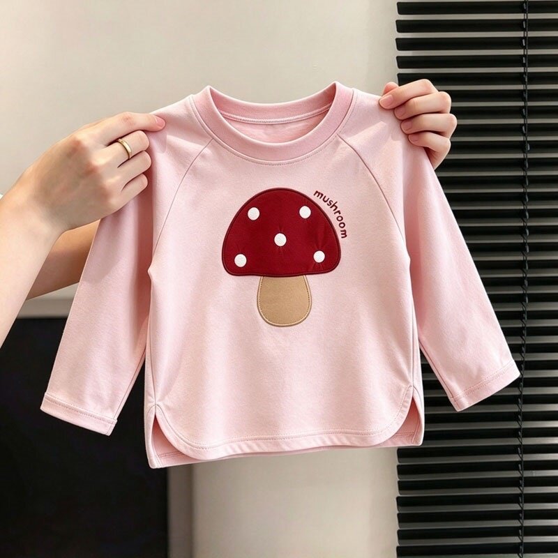 女童纯棉长袖t恤卡通刺绣春秋