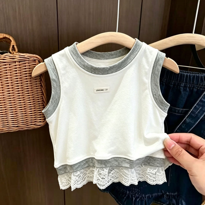 女童纯棉背心夏季款薄款无袖上衣