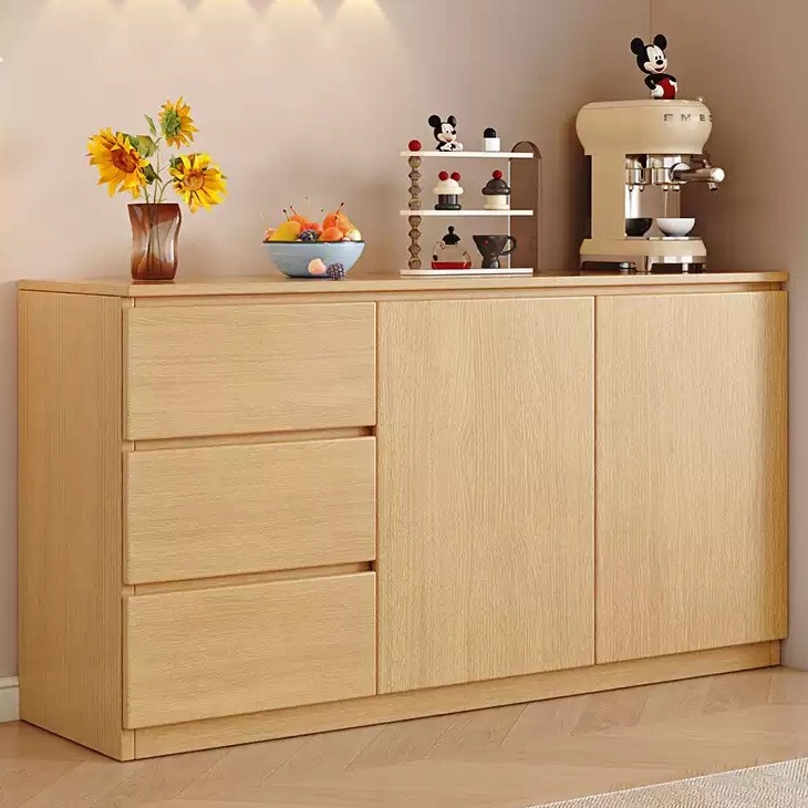 实木餐边柜靠墙一体储物柜