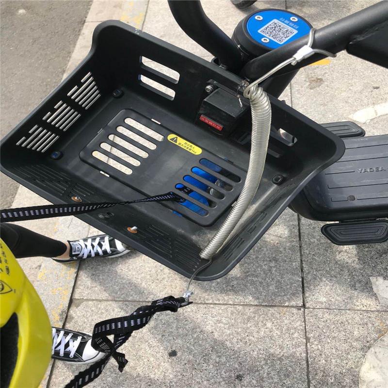 共享电动摩托单车头盔锁防盗提醒失手绳防丢钢丝绳塑料包胶弹簧绳