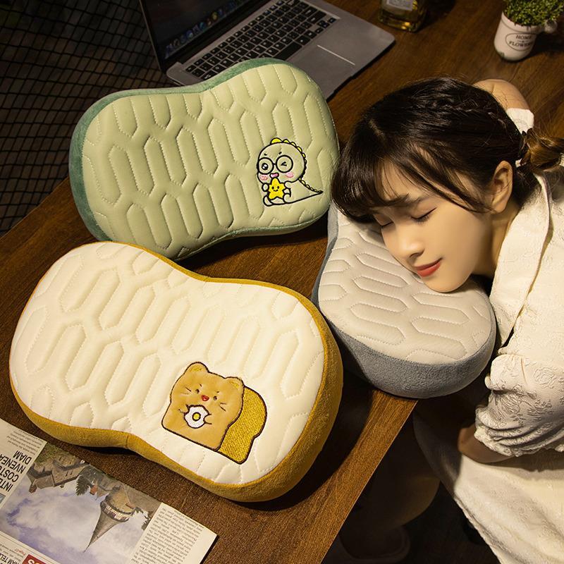 乳胶冰丝记忆棉小枕头猫肚皮单人午睡枕办公室趴睡神器学生午休枕