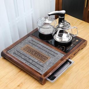 全自动一体烧水壶自动上水茶台家用不锈钢托盘 小型乌金石茶盘套装