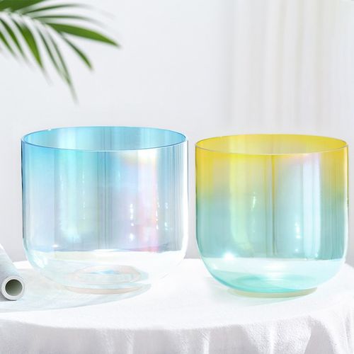 冰蓝炼金钵透明水晶钵采耳瑜伽音乐碗乐器定制7音调音钵水晶颂钵