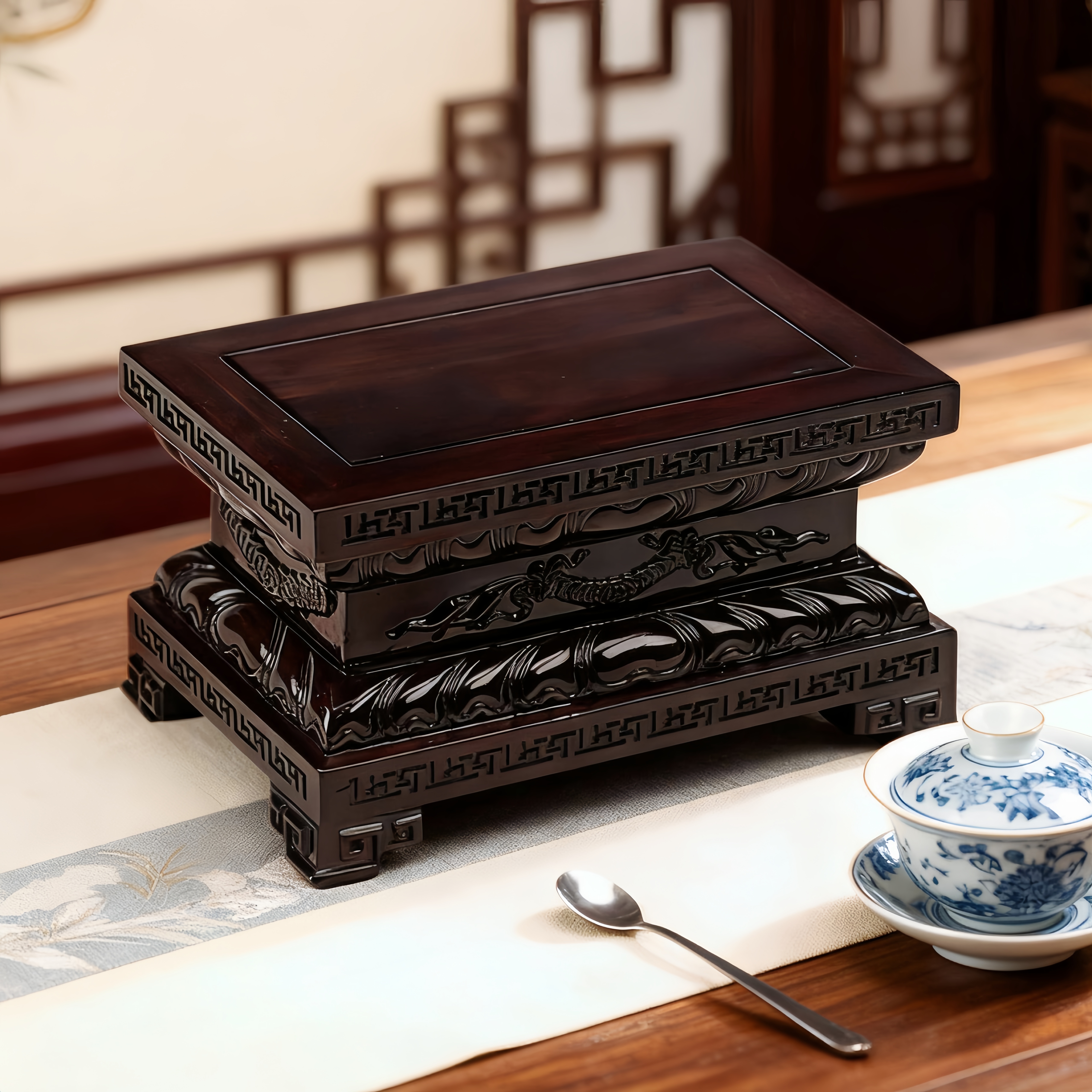 红木佛像底座财神莲花台观音实木质加高供奉关公摆件托架定制供佛