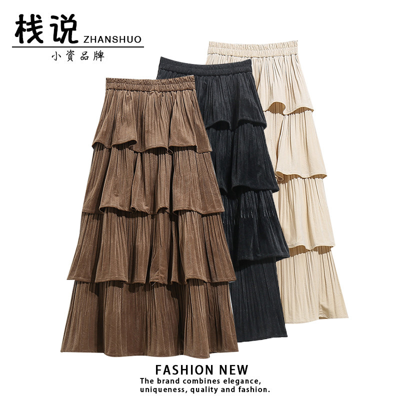 冬季新款超好看加厚丝绒蛋糕裙半身裙女秋冬2025裙子冬半裙长裙