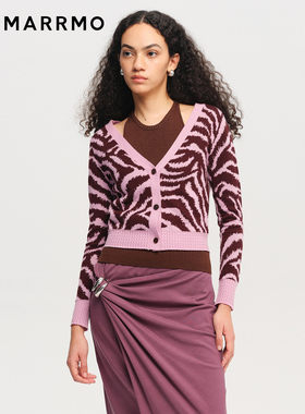 【新年限定款】MARRMO/马髦 2026早春新款斑马纹提花毛织开衫毛衣