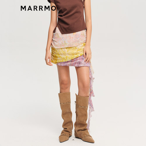MARRMO/马髦拼接不对称碎花半裙