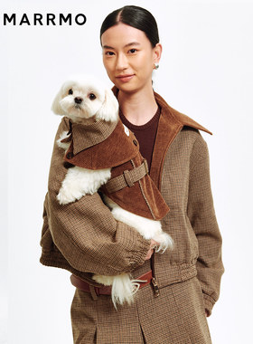MARRMO/马髦2025年秋季新款双面穿格子夹克外套宠物风衣亲子套装