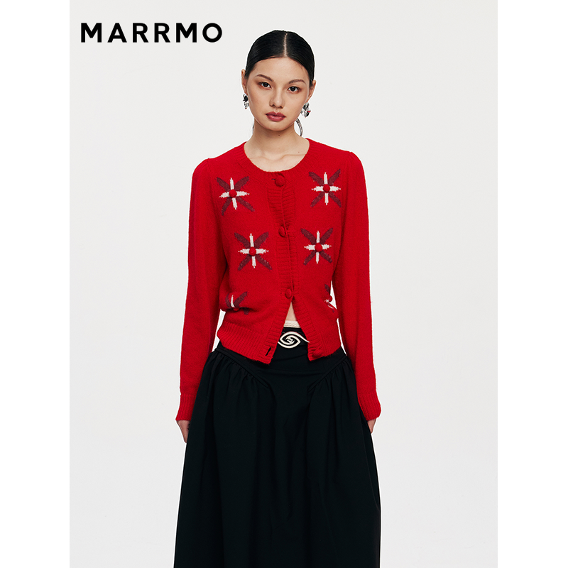 MARRMO马髦圆领中式羊毛开衫