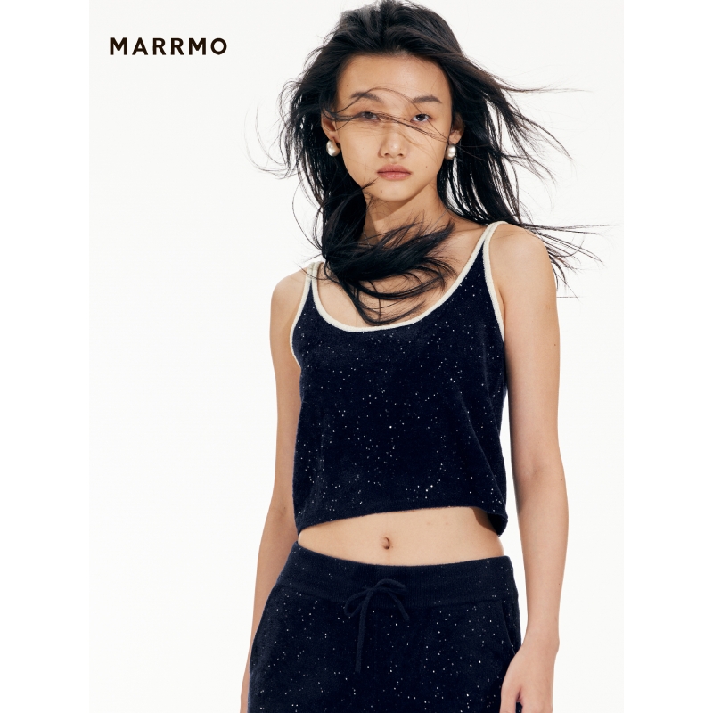 MARRMO马髦闪耀星空毛织吊带上衣