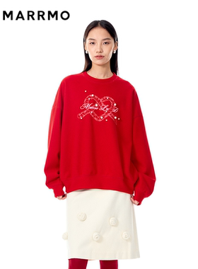 【新年限定/孟子义同款】MARRMO/马髦新款红色系爱心蛇卫衣女上衣