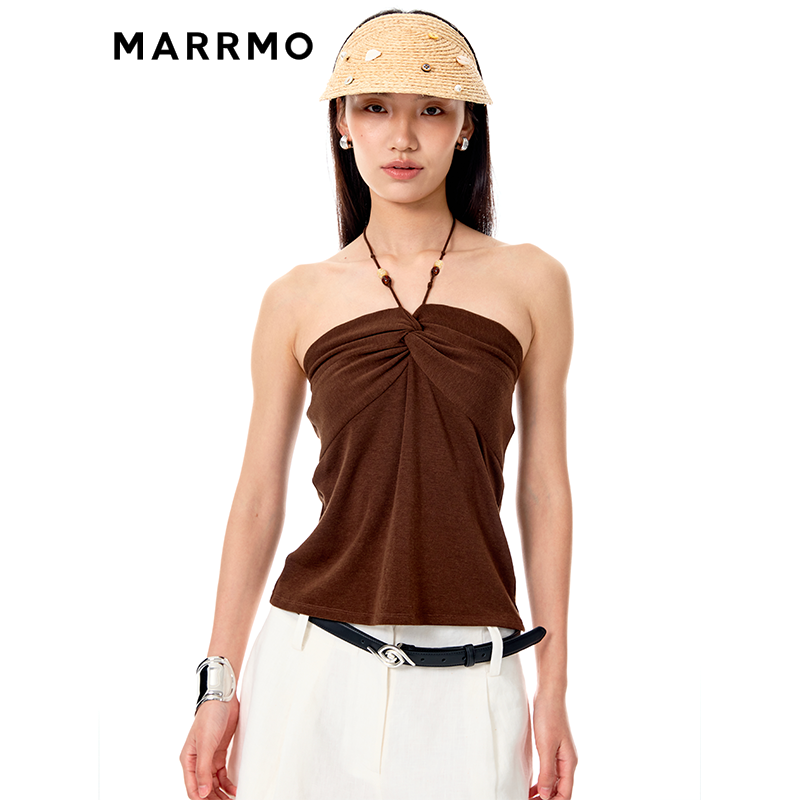 MARRMO马髦串珠挂脖吊带立裁半裙