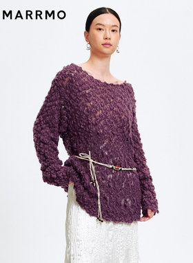 MARRMO/马髦2025秋季新款高级修身异域腰链毛衣镂空套头衫女上衣