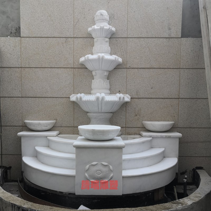 石雕流水壁盆玄关景观墙壁喷水摆件大理石欧式庭院装饰跌水喷泉